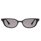 Introducing the Pippa sunglasses by Jimmy Fairly: a pair of black rectangular shades featuring dark lenses and a sleek cellulose acetate frame, displayed on a white background.