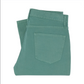 A pair of Sid Mashburn Slim Straight 5-Pocket Pants in light green, crafted from garment-dyed Italian twill, is neatly folded with the back pocket visible against a white background.