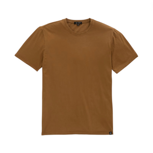 A plain, short-sleeve brown AG Jeans Bryce Crew Luxe Comfort Jersey tee is laid flat on a white background.