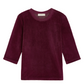Deep purple long-sleeve crewneck Corfu Velour Top in a slim-fitting velour.