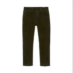 The Sid Mashburn Field Pant is a pair of dark green corduroy trousers featuring front pockets, belt loops, and a button closure, shown on a white background—perfect as stylish field pants or durable workwear for everyday use.