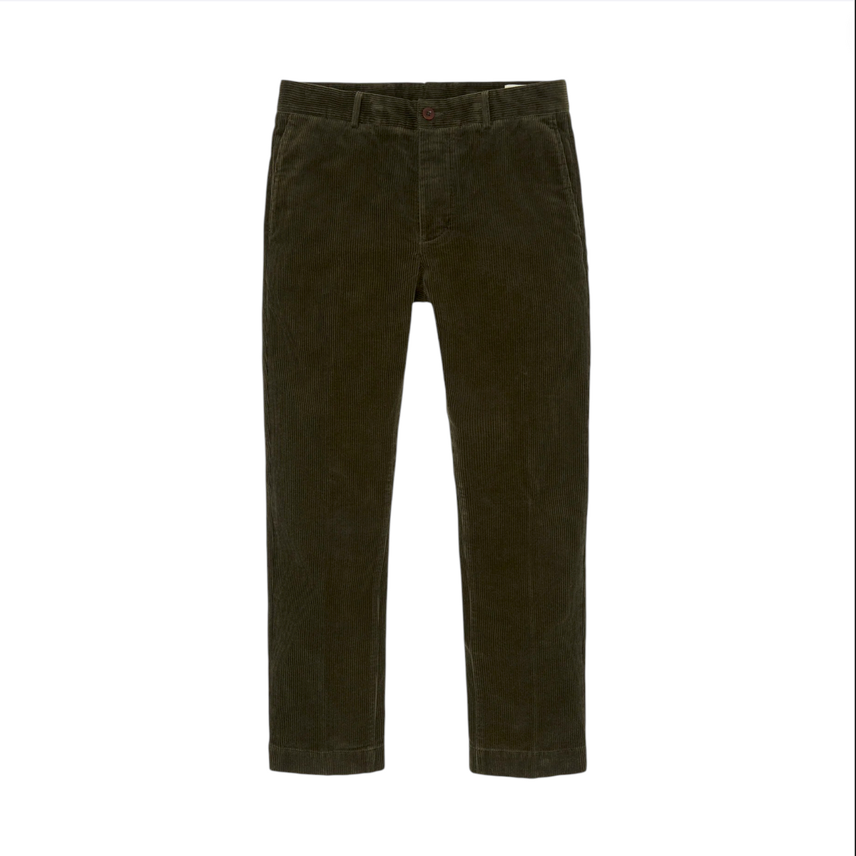 The Sid Mashburn Field Pant is a pair of dark green corduroy trousers featuring front pockets, belt loops, and a button closure, shown on a white background—perfect as stylish field pants or durable workwear for everyday use.