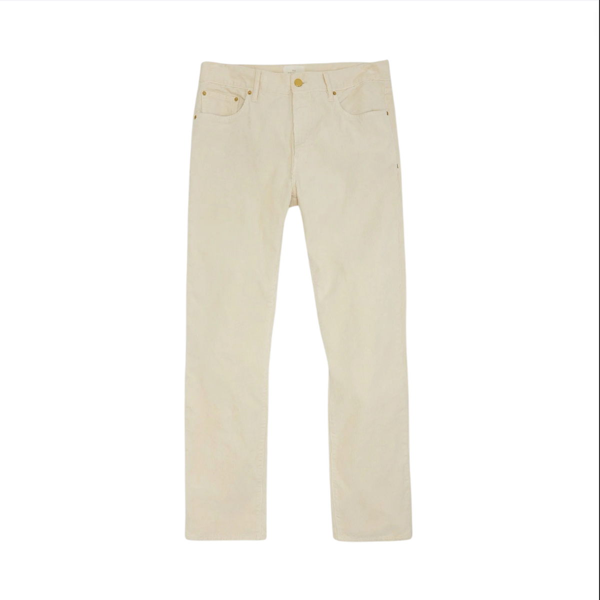 The Sid Mashburn Slim Straight 5-Pocket Pant in light beige is displayed flat on a white background, featuring front and back pockets and delivering the ideal blend of men’s casual style and comfort.