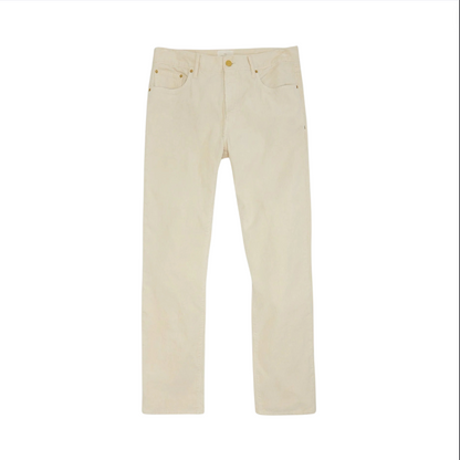 The Sid Mashburn Slim Straight 5-Pocket Pant in light beige is displayed flat on a white background, featuring front and back pockets and delivering the ideal blend of men’s casual style and comfort.
