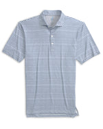 From Johnnie-O's Featherweight Collection, the Warwick Polo in blue and white stripes features short sleeves and a soft three-button placket, making it a standout performance polo.