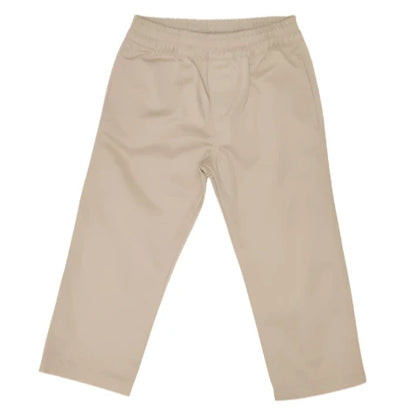 Baby Boys' and Boys' Sheffield Pants by The Beaufort Bonnet Company in beige with an elastic waist, laid flat on a white background.