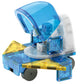 The Magnatiles Space 32-Piece Set features a small toy vehicle built from translucent blue, yellow, and clear pieces with wheels and a cockpit with a smiling figure—an ideal addition to any STEAM toy shelf or Magnatiles collection.