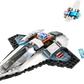 The LEGO® City Interstellar Spaceship set by LEGO® includes a spaceship, a drone bot, a minifigure astronaut with a blue tablet, and all pieces shown on a white background.