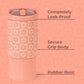 The HydroJug Sport Water Bottle 14oz in peach features a charming floral pattern, a completely leak-proof lid, secure grip body, and a rubber boot at the base—making it the perfect stylish yet practical leakproof kids bottle.
