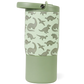 Introducing the HydroJug Sport Water Bottle 14oz in light green, featuring a flip-top lid and a playful pattern of dinosaurs and pterosaurs in darker green. This kids’ insulated bottle keeps drinks at the perfect temperature—combining fun, practicality, and adventure for young explorers.