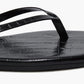 Close-up of the Tkees Lily Square Toe Croc Sandal in black, showcasing its square toe design, thin straps, and crocodile-embossed leather texture.