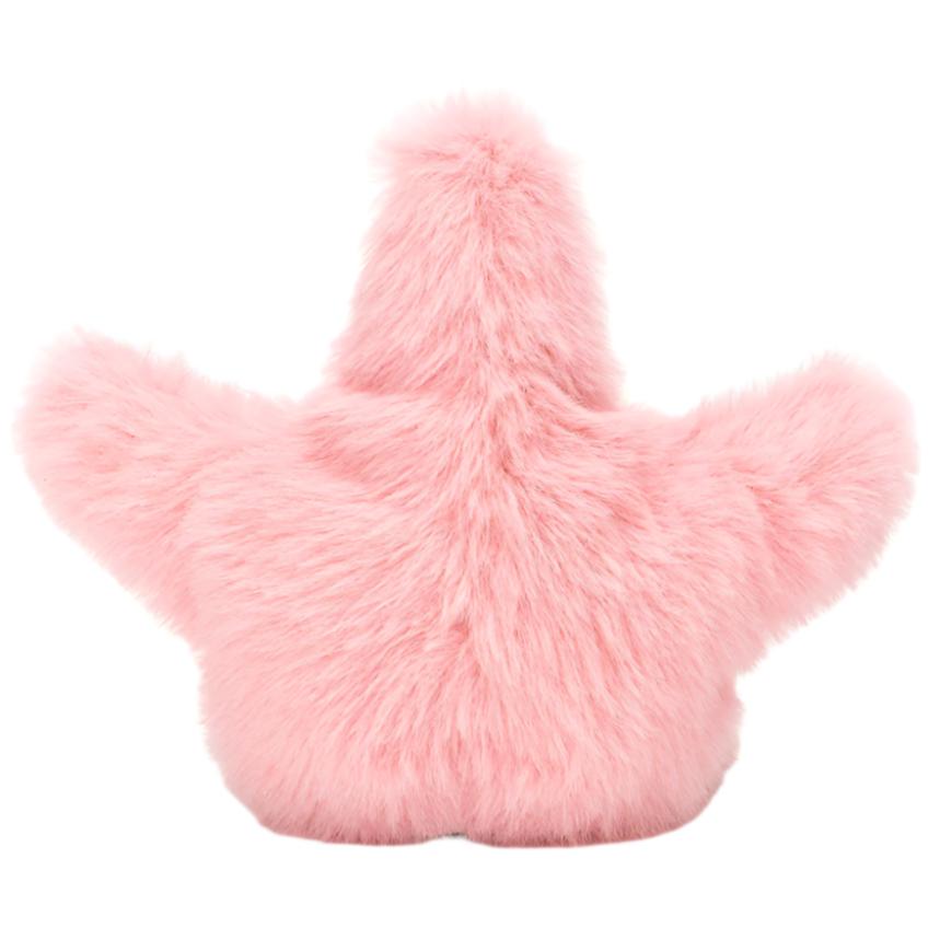 The Jellycat Fluffy Starfish is a pink, fluffy, star-shaped plush toy displayed against a white background.
