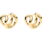 The Steffie Earrings by Lie Studio showcase bold volume with a double loop, open-ended design in gold-plated sterling silver, set against a white background.