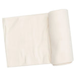 A partially unrolled Angel Dear Solid Sugar Swizzle Swaddle Blanket, echoing the versatile design of a swaddle, rests on a plain white background.