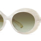 The Mr. Leight Portia Sunglasses boast a glamorous design with white oval frames, gradient lenses, and thick, sturdy arms crafted from stylish acetate by the brand Mr. Leight.