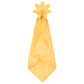 The Jellycat Amuseables Sun Soother by Jellycat is a yellow plush blanket made from recycled fibers, featuring a smiling sun toy attached at the top—an ideal gift for newborns.