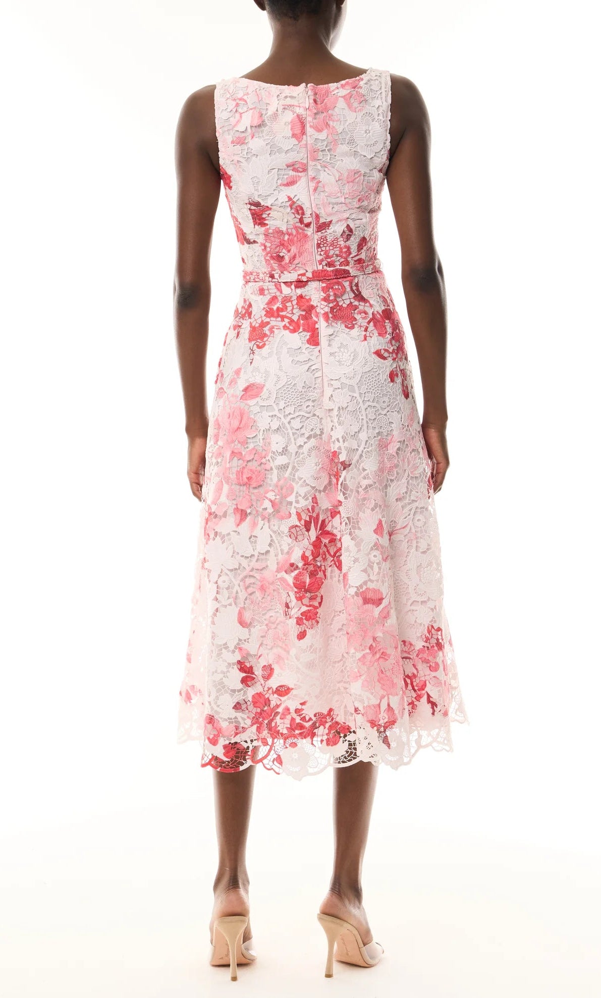 Monique Lhuillier Rose Printed Lace Midi Dress