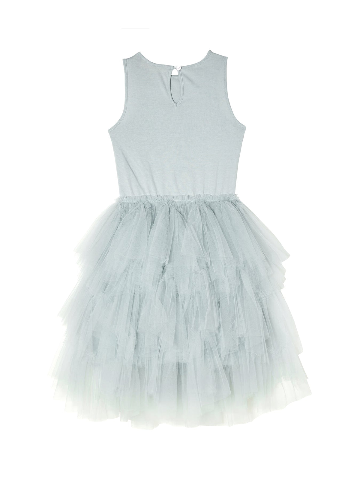 The Tutu du Monde Diamond Drift Tutu Dress in Illusion Blue has a fitted bodice and layered tulle skirt, ideal for a winter fairytale look on a plain white background.