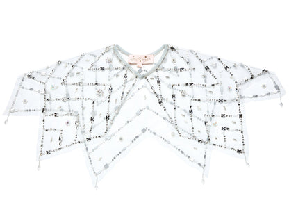 The Tutu du Monde Diamond Drift Cafe in sheer white features silver sequin crystal latticework, shown flat on a white background.