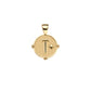 The Jane Win Letter Pendant Satellite Necklace Collection features a 14k gold round pendant with a raised letter "T" and star design on a smooth surface, attached to a beaded satellite chain for personalized style.