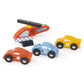 Explore the delightful range of wooden toys from Tender Leaf Toys' Tenderleaf Blue Bird Service Station. Marvel at the vibrant red and blue helicopter, accompanied by three wooden cars in lively red, blue, and yellow hues numbered 3, 2, and 1—each poised for an adventure at your child's service station.