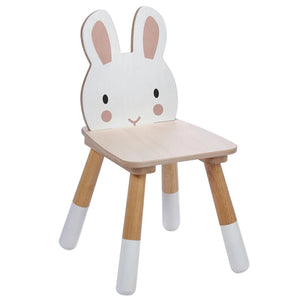 The Forest Rabbit Chair by Tender Leaf Toys is a modern plywood chair with a cute rabbit-face backrest and light wood legs with white tips—a playful addition to any room.