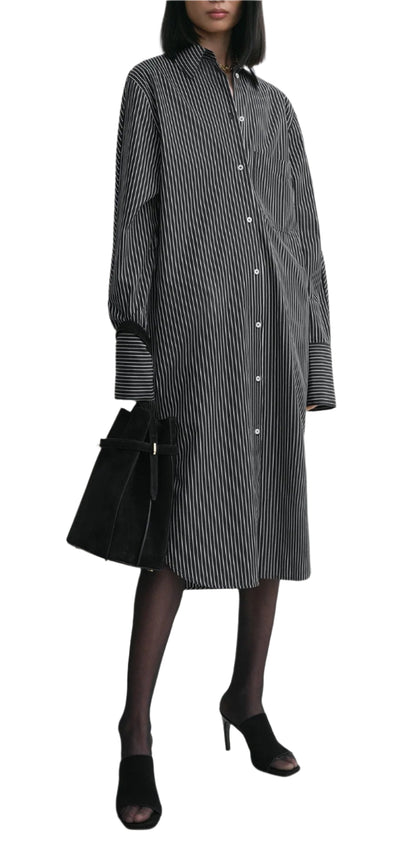 Striped Kimono-Sleeve Shirtdress