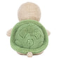 A Jellycat Thimble Turtle plush toy, seen from the back, displays its green shell and beige body—an ideal adventure companion for curious explorers.
