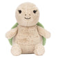 The Jellycat Thimble Turtle plush, with stitched eyes and a gentle smile, sits upright against a white background—ready to be your adventure companion.