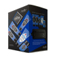 Box featuring Jack Black’s “The Jetsetter” travel grooming kit with five toiletries—including a daily facial cleanser and face moisturizer—in blue-black tubes, plus an exclusive black travel bag, displayed on a white background.
