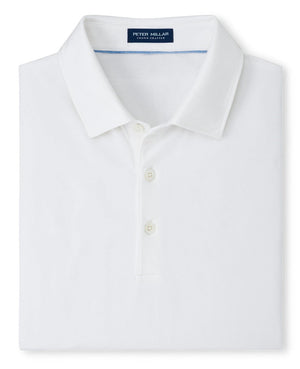 The men's white Peter Millar Excursionist Flex Polo.