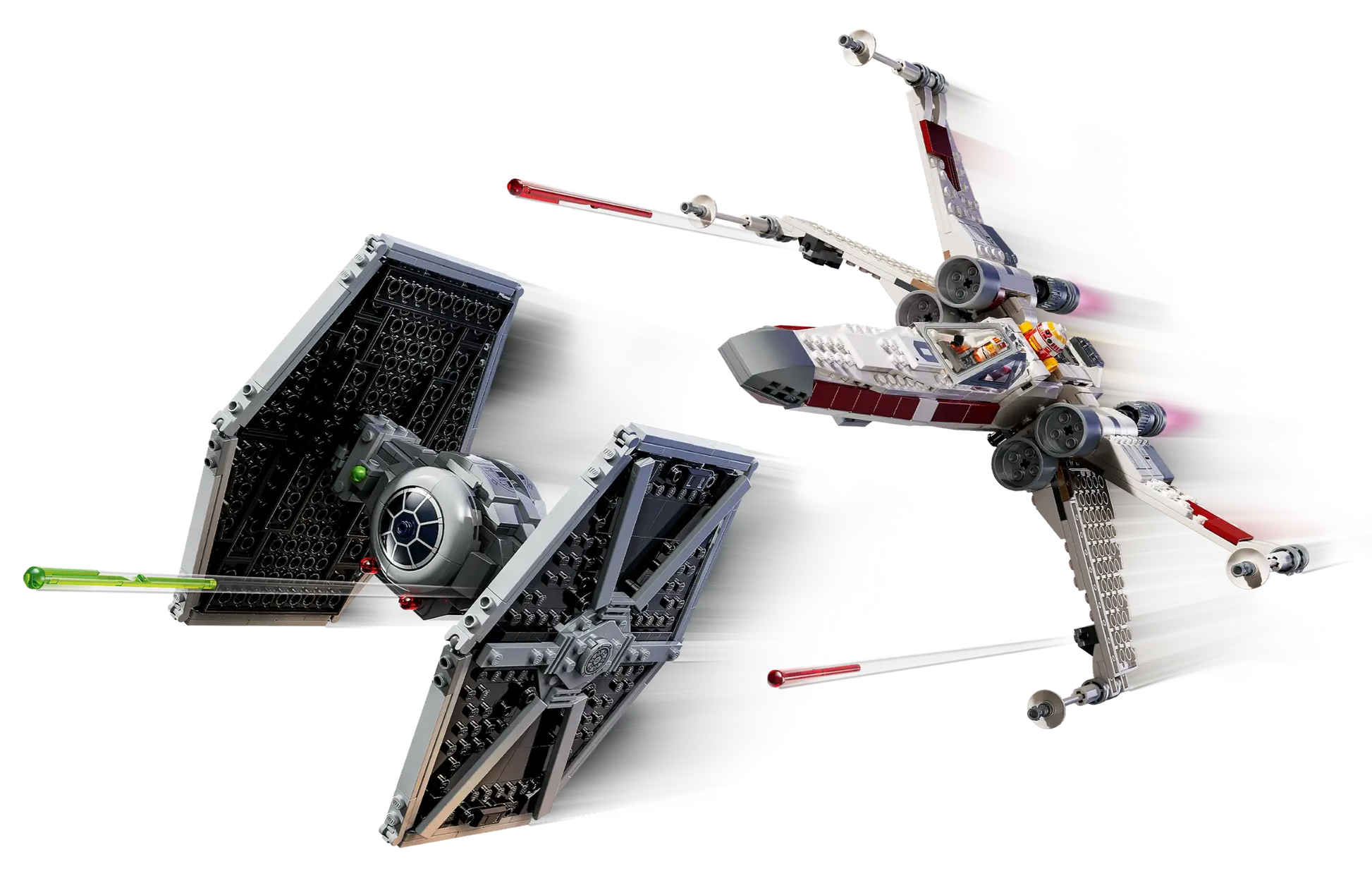 Experience the thrill of LEGO® Star Wars™ as Legos - Toyhouse presents the Tie Fighter & X-Wing Mash-up, engaging in dynamic space combat with motion effects bringing the epic battle to life.