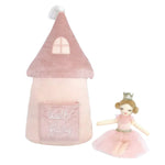 Introducing the MON AMI Princess Castle Tooth Fairy Pillow Set by Mon Ami—this plush pink tooth fairy house resembles a charming princess castle. It features a labeled pocket and includes a matching plush doll, complete with a crown and tutu—perfect for enchanting room decor.