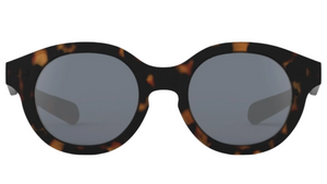 The IZIPIZI #c Polarized Sunglasses are unisex, featuring a round tortoiseshell frame and dark polarized lenses for UV protection, shown on a white background.