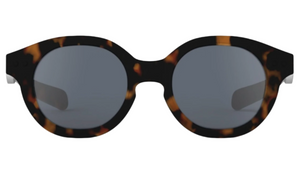 IZIPIZI #c Polarized Sunglasses: unisex round frames in black and brown tortoiseshell, dark polarized lenses, displayed on a white background.