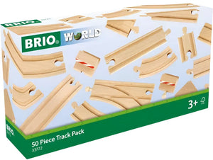 Delve into the BRIO World with the Brio Train Tracks Special Track Pack. This set includes 50 wooden pieces, ideal for expanding railway adventures. Recommended for ages 3 and up, it's a classic gift that ignites the creativity and imagination of budding engineers.