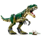 The LEGO® Creator T. Rex from Legos - Toyhouse features green and tan bricks, showcasing a posable dinosaur toy standing with its mouth open. A small bone and plant are included on the ground beside it, vividly capturing the essence of this detailed creation.