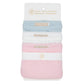 A set of three Baby Girls' Pippy's Underpinnings bonnets in blue, white, and Palm Beach Pink from The Beaufort Bonnet Company.