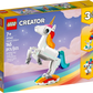 The LEGO® Creator Magical Unicorn 3in1 set (31140) by LEGO® features 145 pieces for ages 7+. Build a magical unicorn standing on a rainbow base, offering creative and imaginative play.