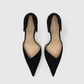 Black Victoria Angle D’Orsay Pump 55 Suede pointed-toe d’Orsay pumps with a V neckline and mid-height heels.