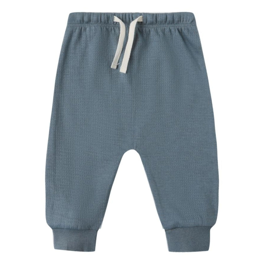Quincy Mae Baby Boys' and Boys' Sweatpant features a blue textured design with an elastic waistband, functional drawstring, and ribbed cuffs for a comfy fit.