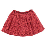 The Pink Chicken Girls' Gianna Skirt features a gathered elastic waistband and an all-over red heart print with small black hearts, making it the perfect Valentine’s skirt.