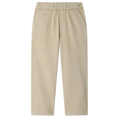 Boys’ Maurice Straight Pants by Bonpoint, crafted from soft organic cotton in beige with a straight-leg cut, elastic waistband, and side pockets, displayed flat against a white background.