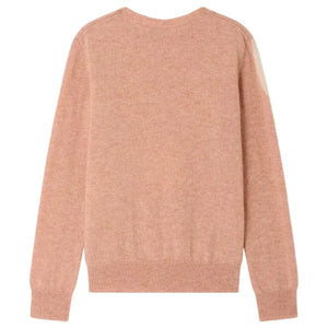 A Girls’ Margaux Cherry Cashmere Sweater by Bonpoint is shown laying flat with the back side facing up.