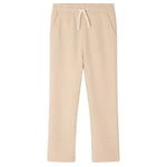 Girls’ Dalila Joggers by Bonpoint in beige, featuring an elastic waistband, drawstring, and side pockets, displayed on a plain white background. These flared-leg joggers combine comfort and style, perfect for any casual occasion.
