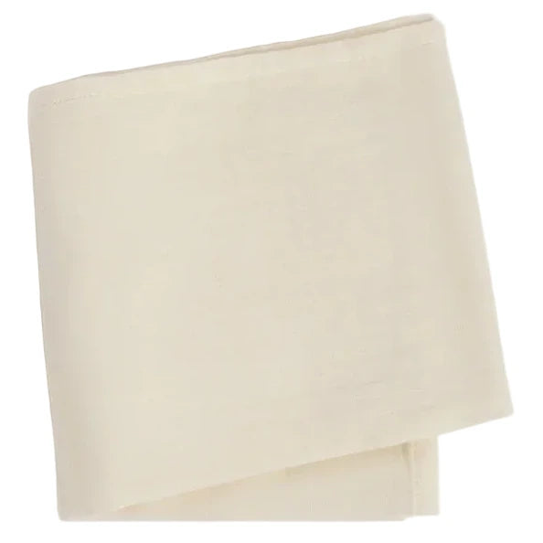 A folded Bonpoint Doudou Swaddle Blanket made from plain, off-white organic cotton with neatly stitched edges, displayed against a white background.