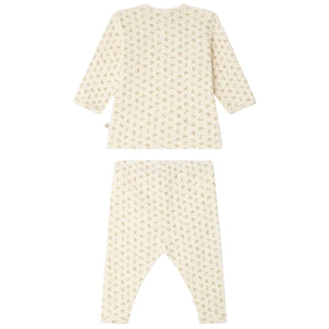 Bonpoint Baby Girl’s Timao Set with Cherry Print, shown from the back; includes a long-sleeve top with snap-button fastening and matching pants.