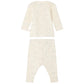 The Bonpoint Baby Timi Set with Sheep Print is a cream-colored long-sleeve shirt and pants ensemble crafted from organic cotton, adorned with a delicate animal and landscape pattern featuring charming sheep. This comfortable baby outfit is displayed from the back against a white background.