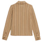 Back view of the Dylan Stripe Shirt by Guest in Residence, featuring beige and cream vertical stripes, buttoned cuffs, and a classic collar.