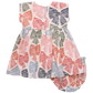 The Baby Girls' Adaline Dress Set by Pink Chicken includes a matching bloomer and showcases colorful striped bows in red, blue, green, and pink on a white background.
